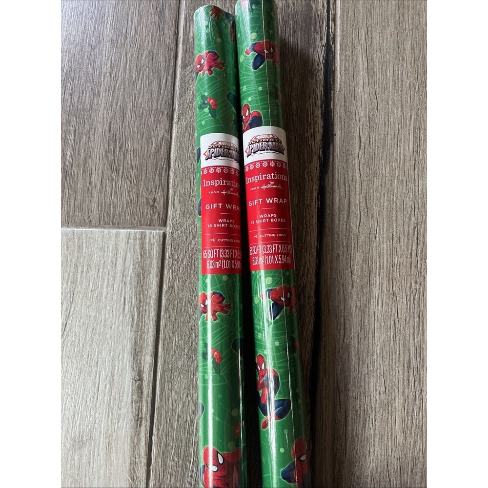 2-Hallmark-Inspirations Marvel Ultimate Spider-Man Christmas Wrap 65sq ft each